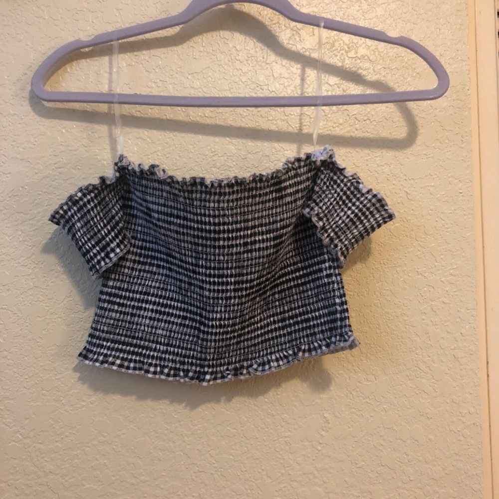 PACSUN checkered off the shoulder crop top